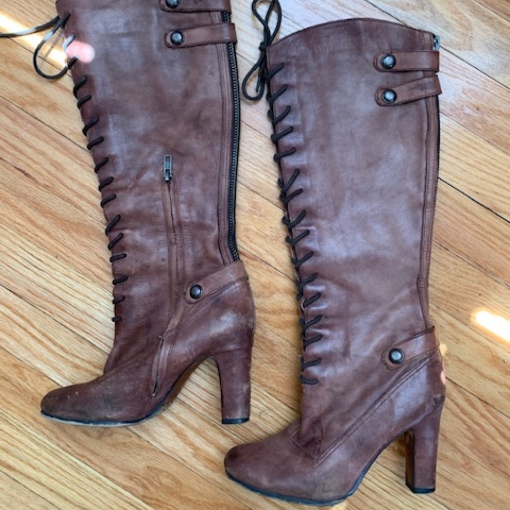 Sam Edelman Distressed Knee-High Leather Boots